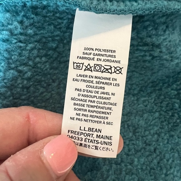 LL Bean Soft Button Up Fleece Pullover sweater jacket Size L - Picture 9 of 10